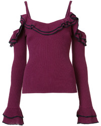 Женский темно-пурпурный бархатный свитер от Zac Posen