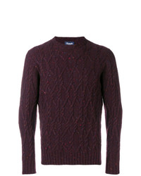 Мужской темно-пурпурный вязаный свитер от Drumohr