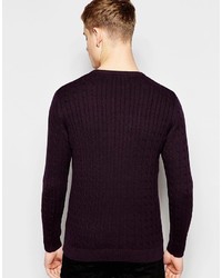 Мужской темно-пурпурный вязаный свитер от Jack and Jones