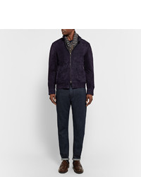 Мужской темно-пурпурный замшевый бомбер от Tod's