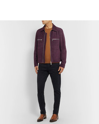 Мужской темно-пурпурный замшевый бомбер от Berluti