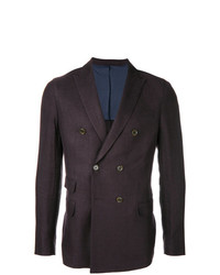 Мужской темно-пурпурный льняной двубортный пиджак от Eleventy