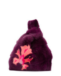 Темно-пурпурный меховой клатч