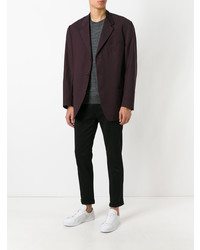 Мужской темно-пурпурный пиджак в вертикальную полоску от Romeo Gigli Vintage