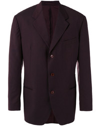 Мужской темно-пурпурный пиджак в вертикальную полоску от Romeo Gigli Vintage