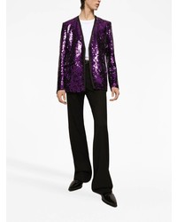 Мужской темно-пурпурный пиджак с пайетками от Dolce & Gabbana
