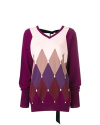 Женский темно-пурпурный свитер с v-образным вырезом с ромбами от Ballantyne