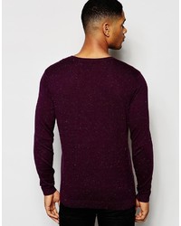 Мужской темно-пурпурный свитер с v-образным вырезом от Asos