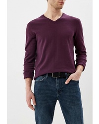 Мужской темно-пурпурный свитер с v-образным вырезом от Celio