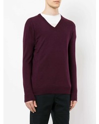 Мужской темно-пурпурный свитер с v-образным вырезом от Loveless