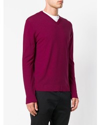 Мужской темно-пурпурный свитер с v-образным вырезом от Altea