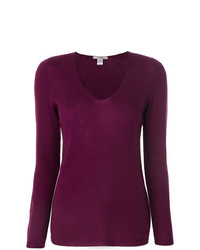 Женский темно-пурпурный свитер с v-образным вырезом от La Fileria For D'aniello