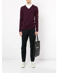 Мужской темно-пурпурный свитер с v-образным вырезом от Loveless