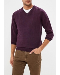 Мужской темно-пурпурный свитер с v-образным вырезом от Marks & Spencer