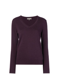 Женский темно-пурпурный свитер с v-образным вырезом от N.Peal