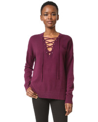 Женский темно-пурпурный свитер с v-образным вырезом от The Kooples