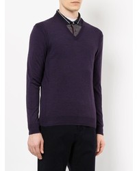 Мужской темно-пурпурный свитер с v-образным вырезом от Cerruti 1881