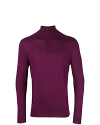 Мужской темно-пурпурный свитер с воротником на молнии от N.Peal