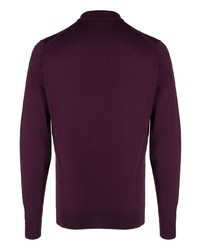 Мужской темно-пурпурный свитер с воротником поло от John Smedley