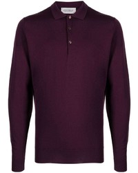 Мужской темно-пурпурный свитер с воротником поло от John Smedley
