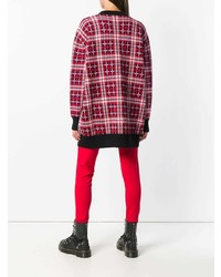 Женский темно-пурпурный свитер с круглым вырезом в клетку от MSGM