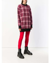 Женский темно-пурпурный свитер с круглым вырезом в клетку от MSGM