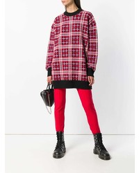 Женский темно-пурпурный свитер с круглым вырезом в клетку от MSGM