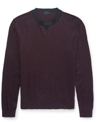 Темно-пурпурный свитер с круглым вырезом в сеточку
