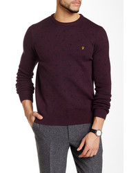 Темно-пурпурный свитер с круглым вырезом с принтом