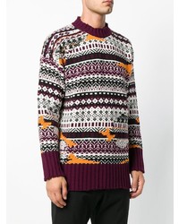 Мужской темно-пурпурный свитер с круглым вырезом с принтом от MSGM