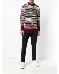 Мужской темно-пурпурный свитер с круглым вырезом с принтом от MSGM