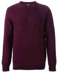 Мужской темно-пурпурный свитер с круглым вырезом от A.P.C.