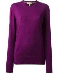 Женский темно-пурпурный свитер с круглым вырезом от Burberry