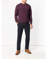 Мужской темно-пурпурный свитер с круглым вырезом от N.Peal