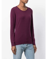 Женский темно-пурпурный свитер с круглым вырезом от La Fileria For D'aniello