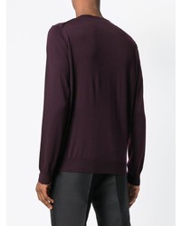 Мужской темно-пурпурный свитер с круглым вырезом от Corneliani