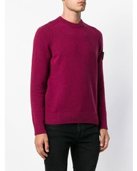 Мужской темно-пурпурный свитер с круглым вырезом от Stone Island