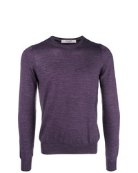 Мужской темно-пурпурный свитер с круглым вырезом от La Fileria For D'aniello