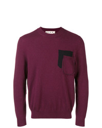 Мужской темно-пурпурный свитер с круглым вырезом от Marni