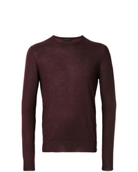 Мужской темно-пурпурный свитер с круглым вырезом от Prada