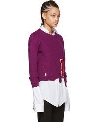 Женский темно-пурпурный свитер с круглым вырезом от Raf Simons