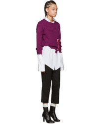 Женский темно-пурпурный свитер с круглым вырезом от Raf Simons