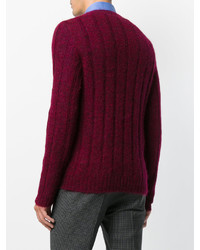Мужской темно-пурпурный свитер с круглым вырезом от Valentino