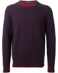 Мужской темно-пурпурный свитер с круглым вырезом от Zanone