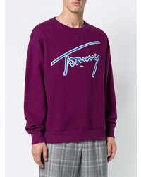 Мужской темно-пурпурный свитшот с принтом от Tommy Jeans