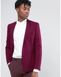 Мужской темно-пурпурный твидовый пиджак от Asos