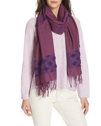 Темно-пурпурный шарф с вышивкой