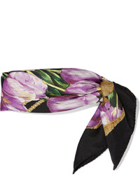 Темно-пурпурный шарф с принтом