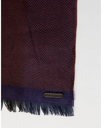 Мужской темно-пурпурный шарф с узором "в ёлочку" от Ted Baker