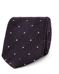 Темно-пурпурный шелковый галстук в горошек